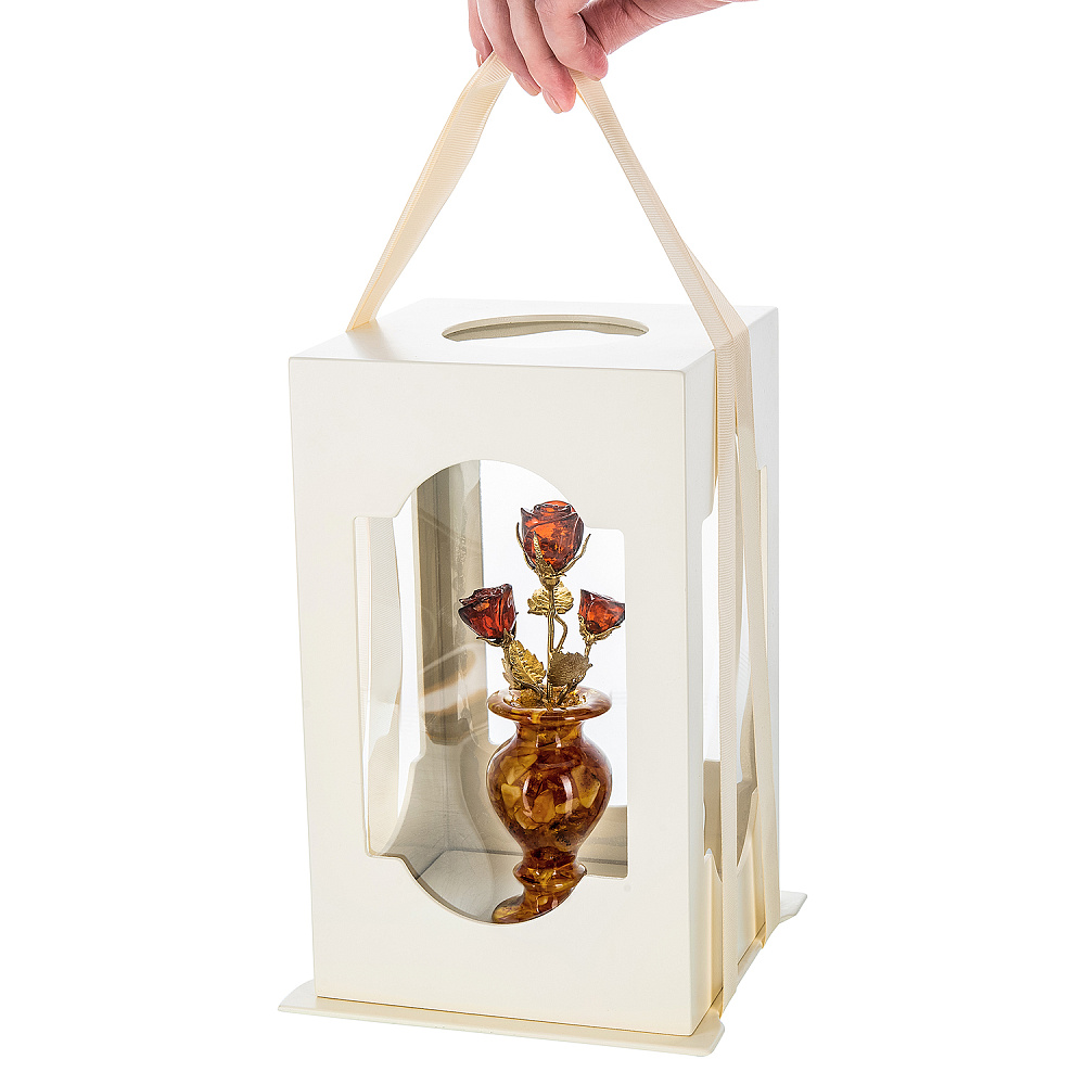 Янтарная композиция «Цветочная ваза. Три бутона» - интернет магазин Русь Велика я фото 9