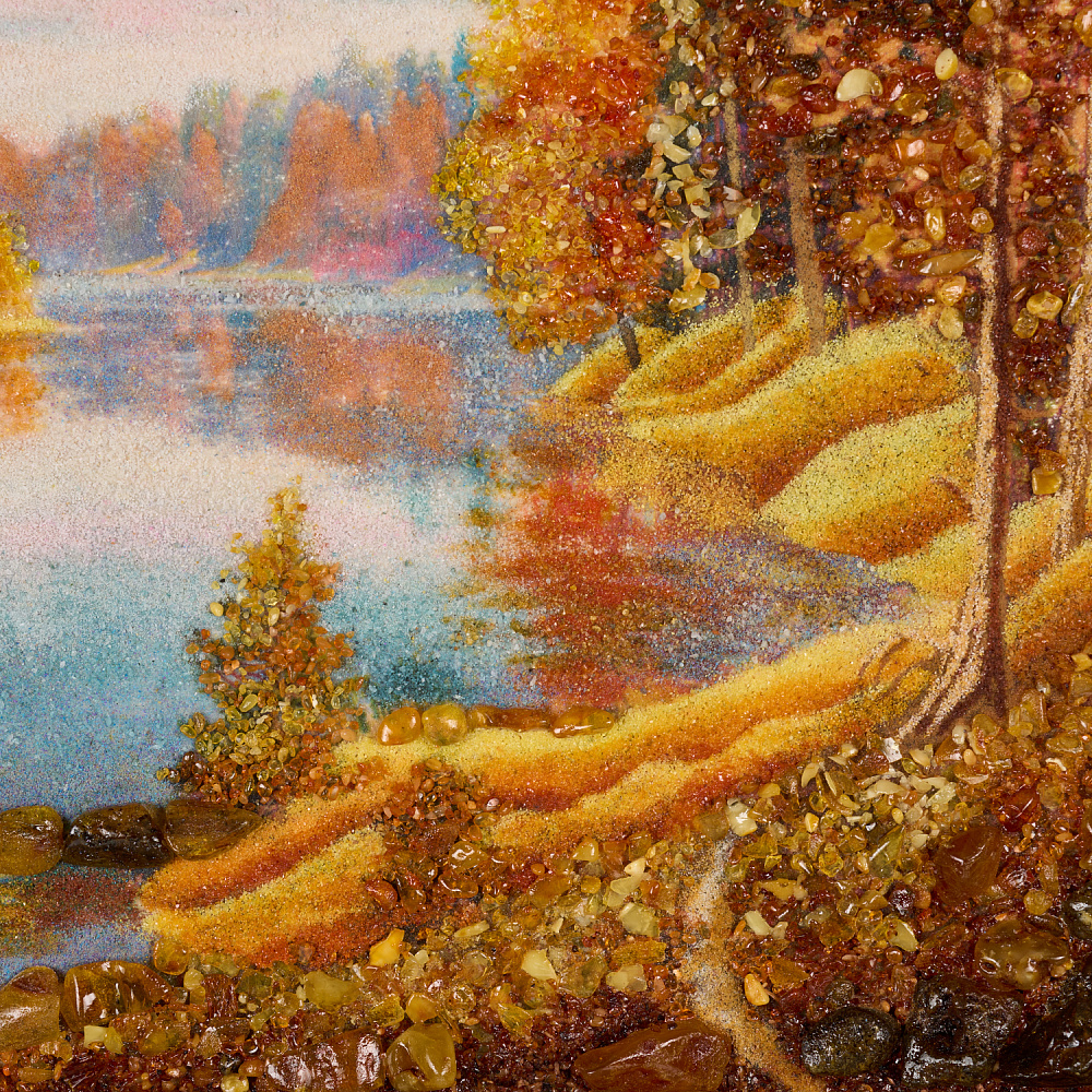 Картина янтарная «На берегу реки» 30х40 см - интернет магазин Русь Велика я фото 1