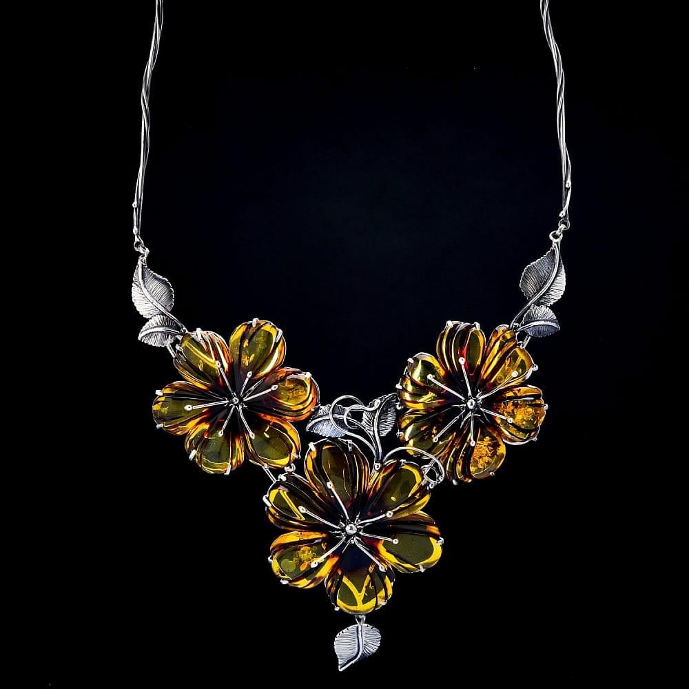 Колье с янтарем 114,94 гр. Серебро 925* - интернет магазин Русь Велика я 