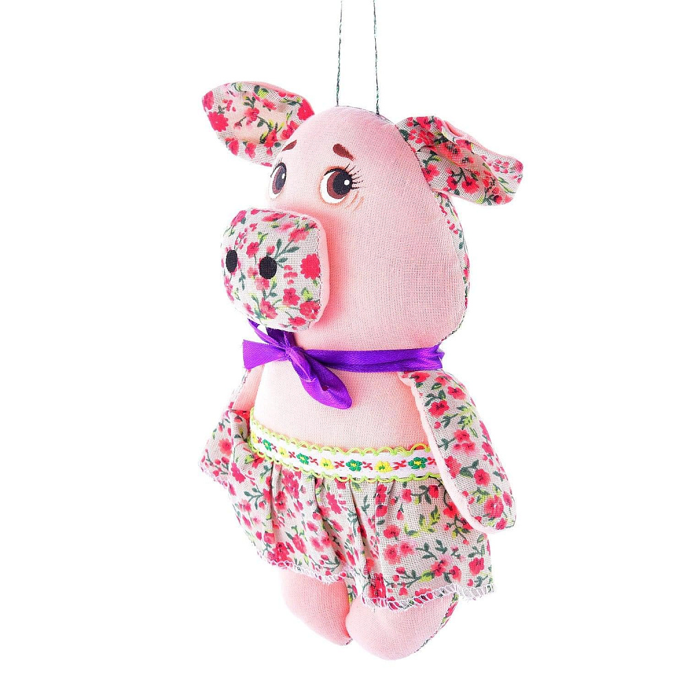 Сувенир Игрушка лоскутная СВИНКА В ЮБОЧКЕ - интернет магазин Русь Велика я фото 1