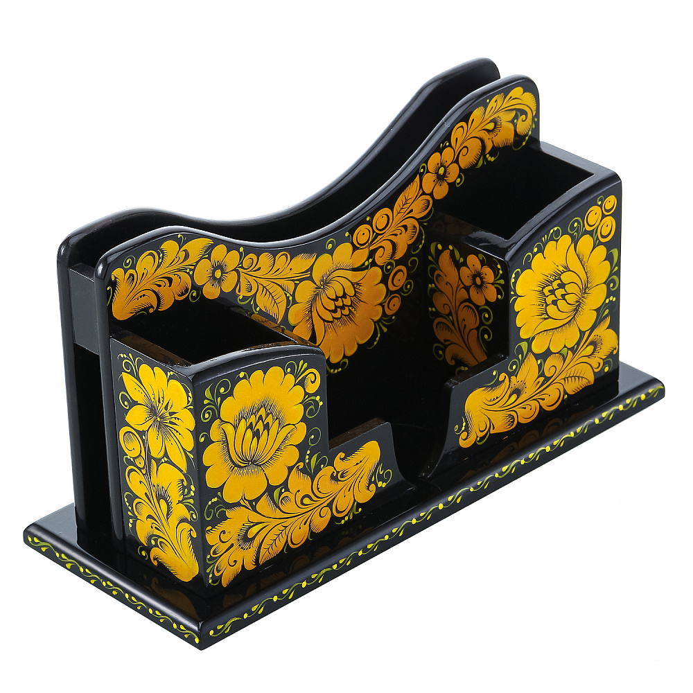 Настольный набор из дерева «Черная кудрина». Хохлома - интернет магазин Русь Велика я фото 7