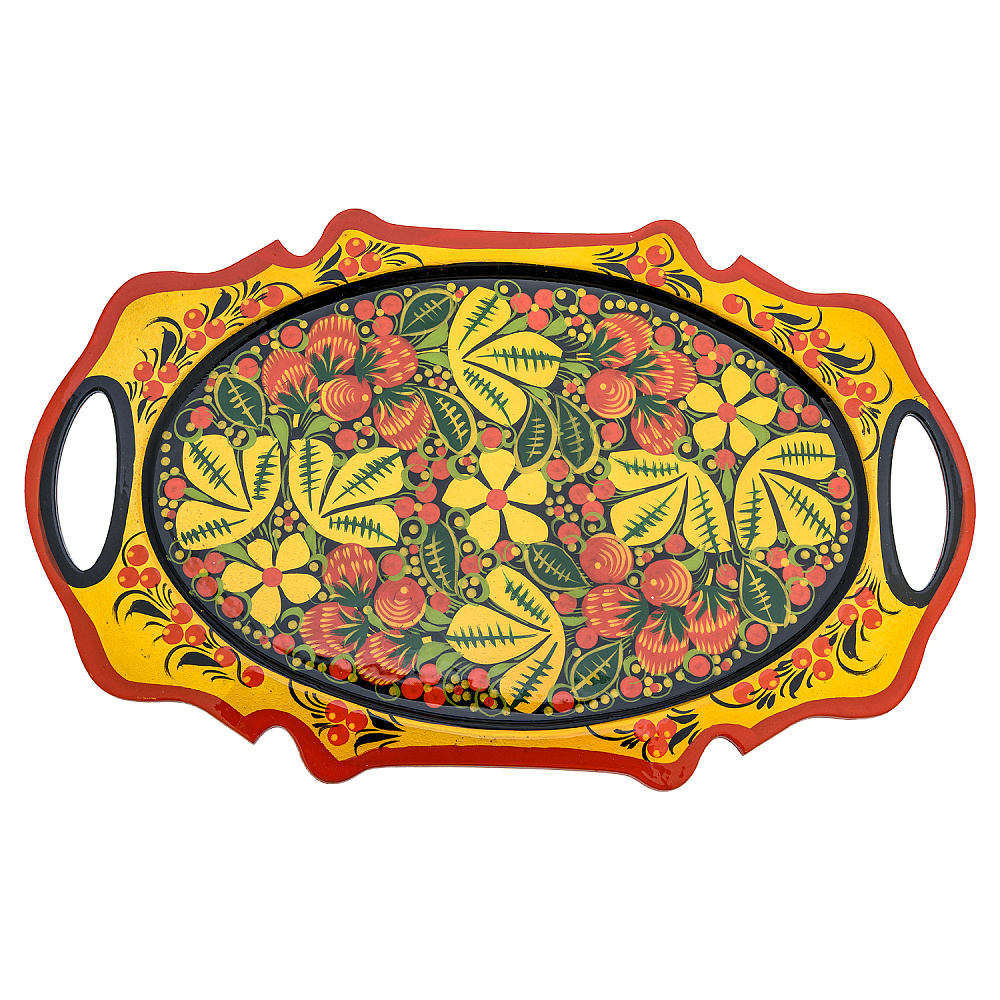 Поднос деревянный с росписью. Хохлома - интернет магазин Русь Велика я 