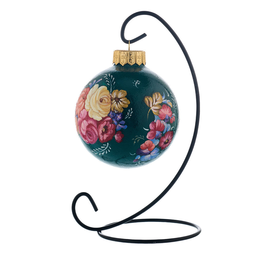 Елочный шар с ручной росписью «Жостово. Цветы» - интернет магазин Русь Велика я 