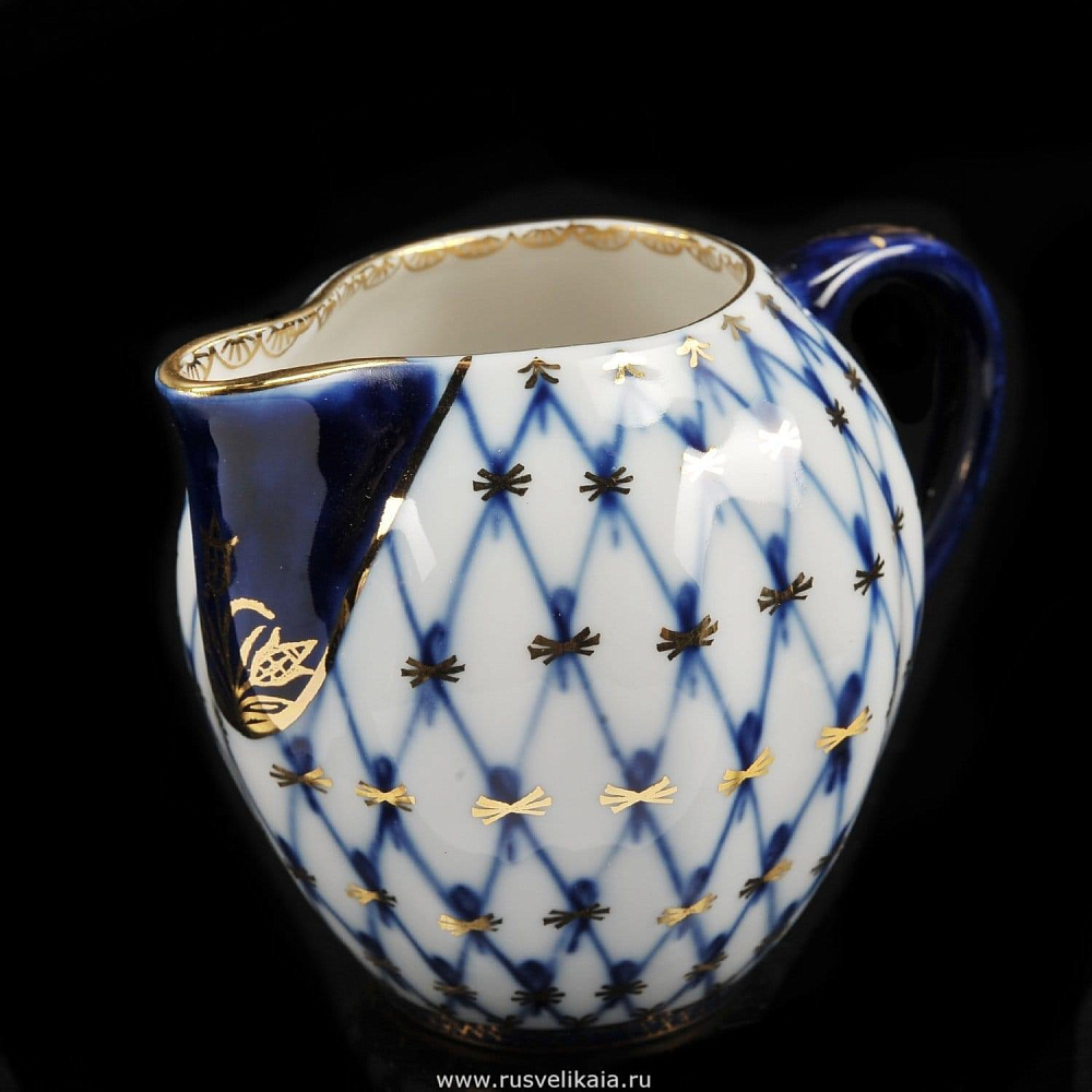 Сливочник «Кобальтовая сетка». Форма «Тюльпан». ИФЗ - интернет магазин Русь Велика я 