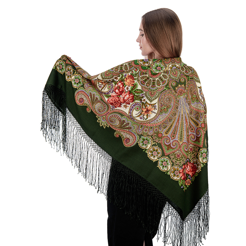 Платок ПавлоПосадский шерстяной «Василиса» 148х148 см - интернет магазин Русь Велика я фото 3