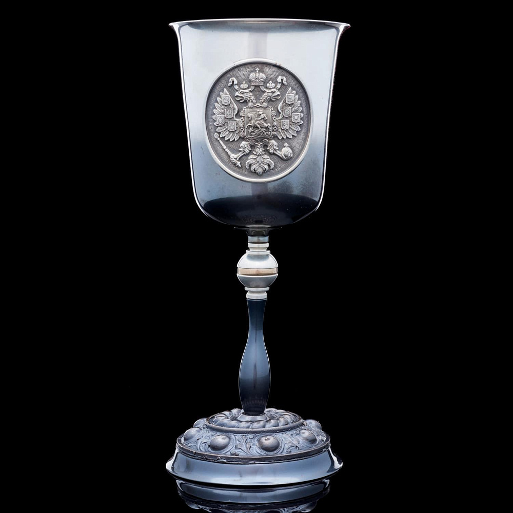 Кубок «Георгий Победоносец с гербом РФ» в подарочной шкатулке из дерева - интернет магазин Русь Велика я фото 3