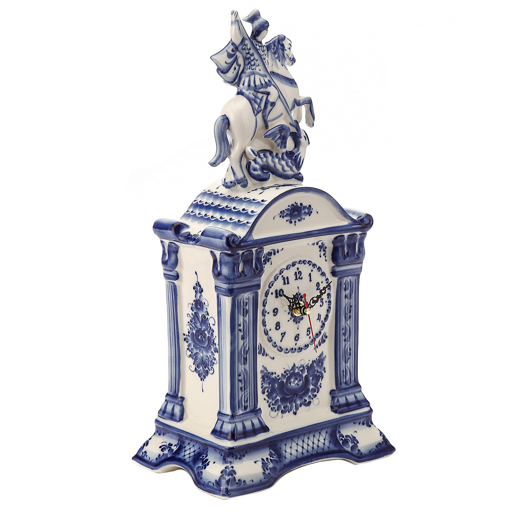 Часы «Георгий Победоносец». Фарфор Гжель - интернет магазин Русь Велика я фото 2