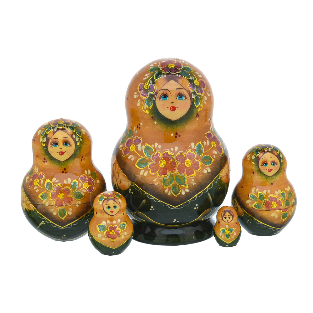 Матрешка «Цветы» 5 мест - интернет магазин Русь Велика я 