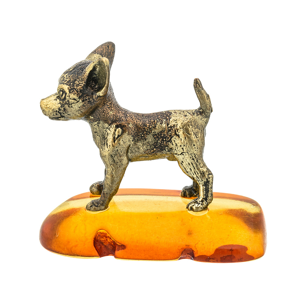 Статуэтка с янтарем «Собака чихуахуа» - интернет магазин Русь Велика я 