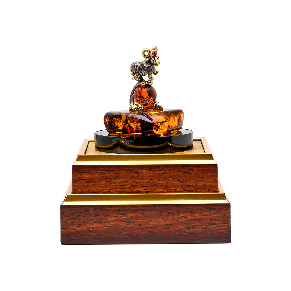 Статуэтка из янтаря и бронзы «Знак Зодиака Овен» - интернет магазин Русь Велика я фото 2