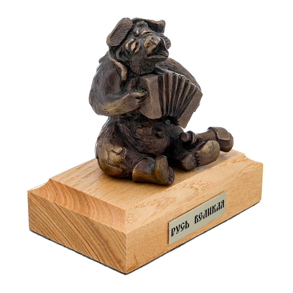 Бронзовая статуэтка «Мишка-гармонист» - интернет магазин Русь Велика я фото 1