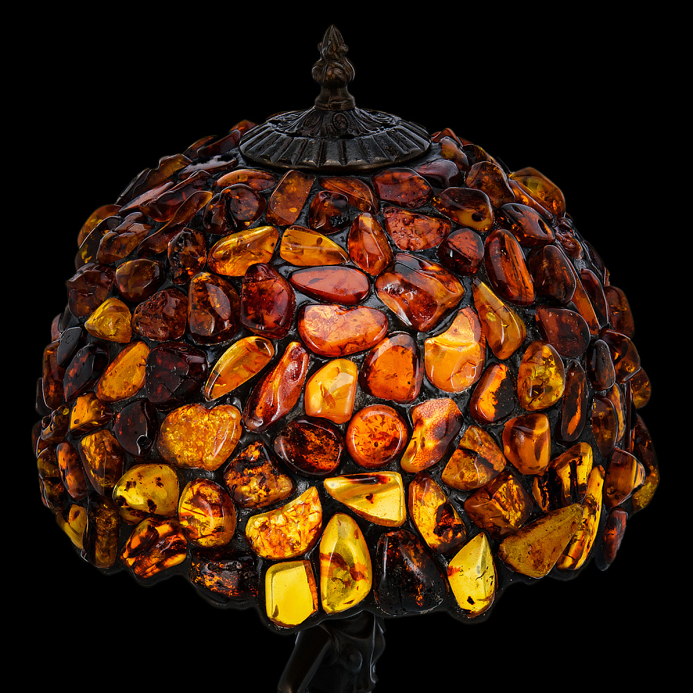 Настольная лампа из янтаря и бронзы. Высота 47 см - интернет магазин Русь Велика я фото 1