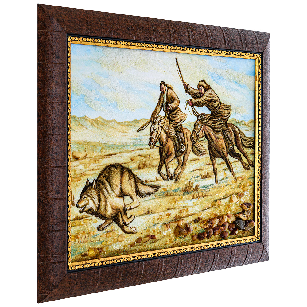 Картина  янтарная «Погоня» 30х40 см - интернет магазин Русь Велика я фото 1