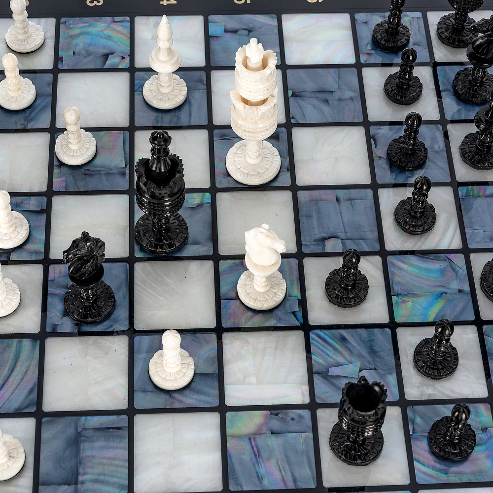 Шахматы с перламутром и фигурами из кости 45х45 см - интернет магазин Русь Велика я фото 9