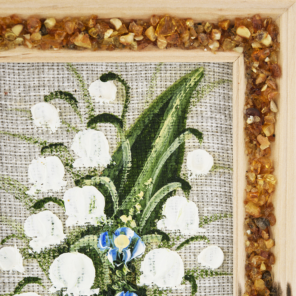 Панно в янтарной раме «Букет цветов» 12,5х16,5 см - интернет магазин Русь Велика я фото 2