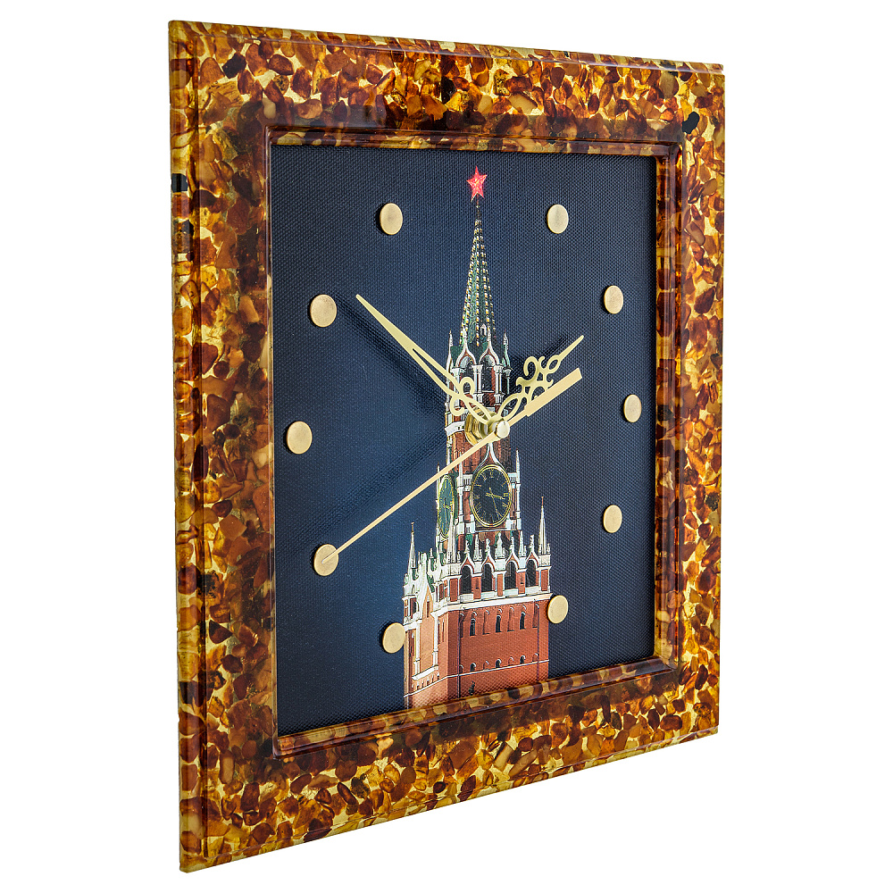 Часы настенные из янтаря «Спасская башня» - интернет магазин Русь Велика я фото 1
