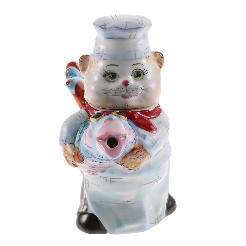 Чайник «Кот-повар». Гжель в цвете - интернет магазин Русь Велика я фото 2