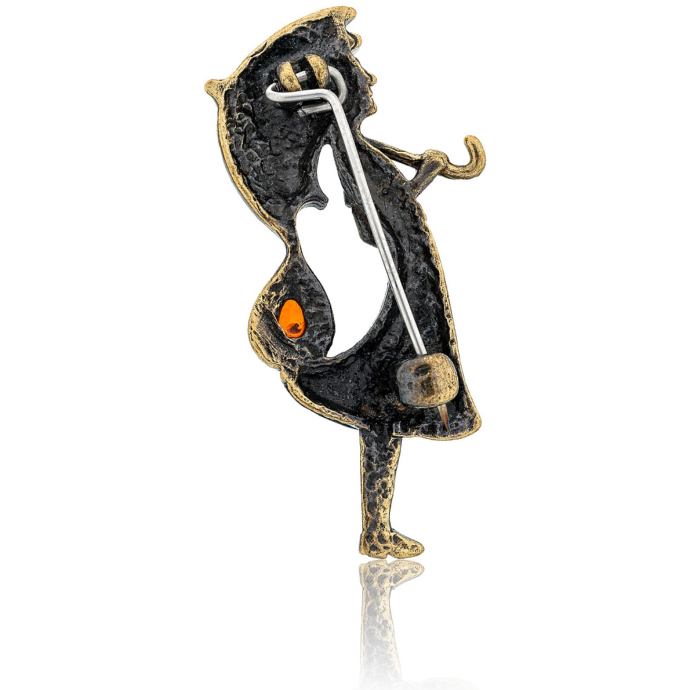 Брошь с янтарем «Девочка под дождем» (коньячный) - интернет магазин Русь Велика я фото 1