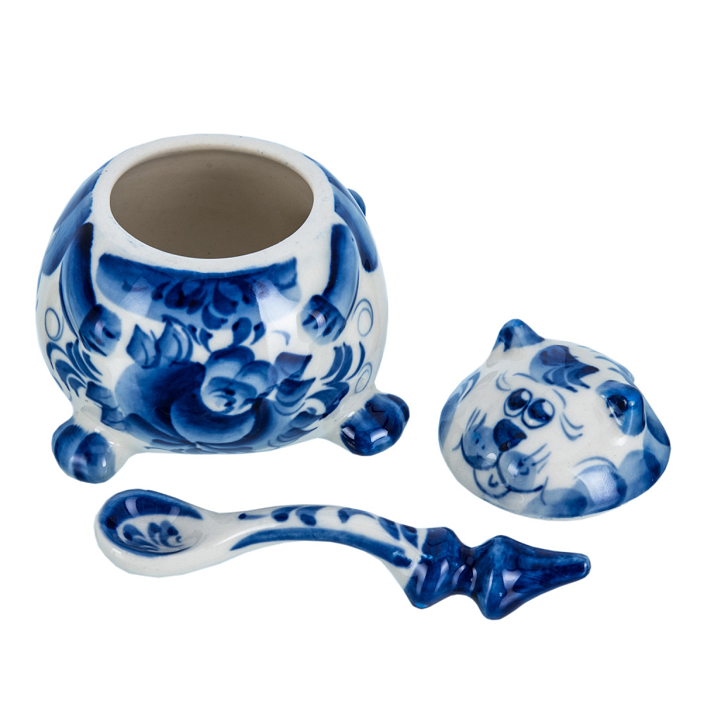 Солонка «Кот». Гжель - интернет магазин Русь Велика я фото 3