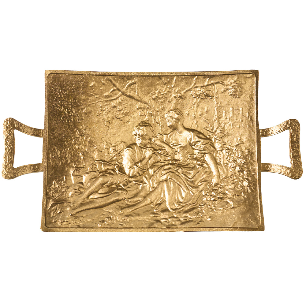 Поднос латунный «Влюбленные» 27х15 см - интернет магазин Русь Велика я 