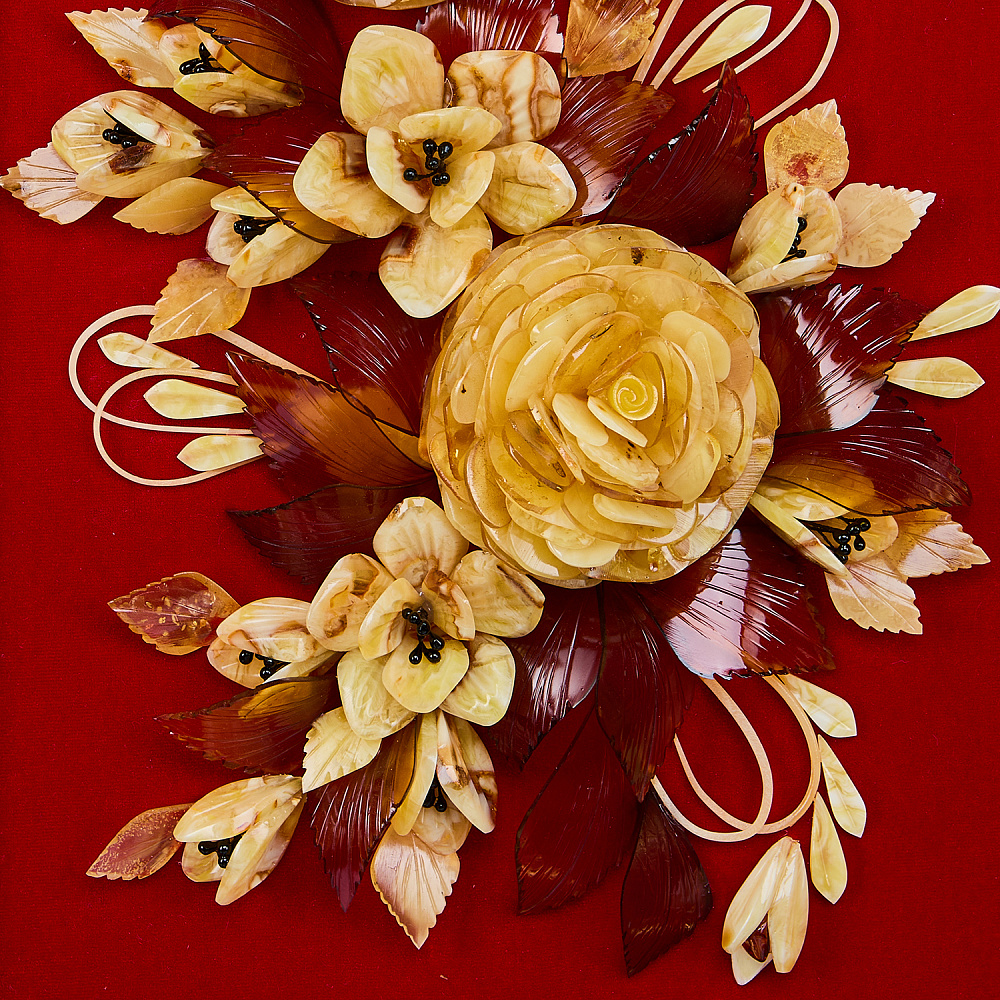 Картина янтарная «Цветы» 25х55 см - интернет магазин Русь Велика я фото 1