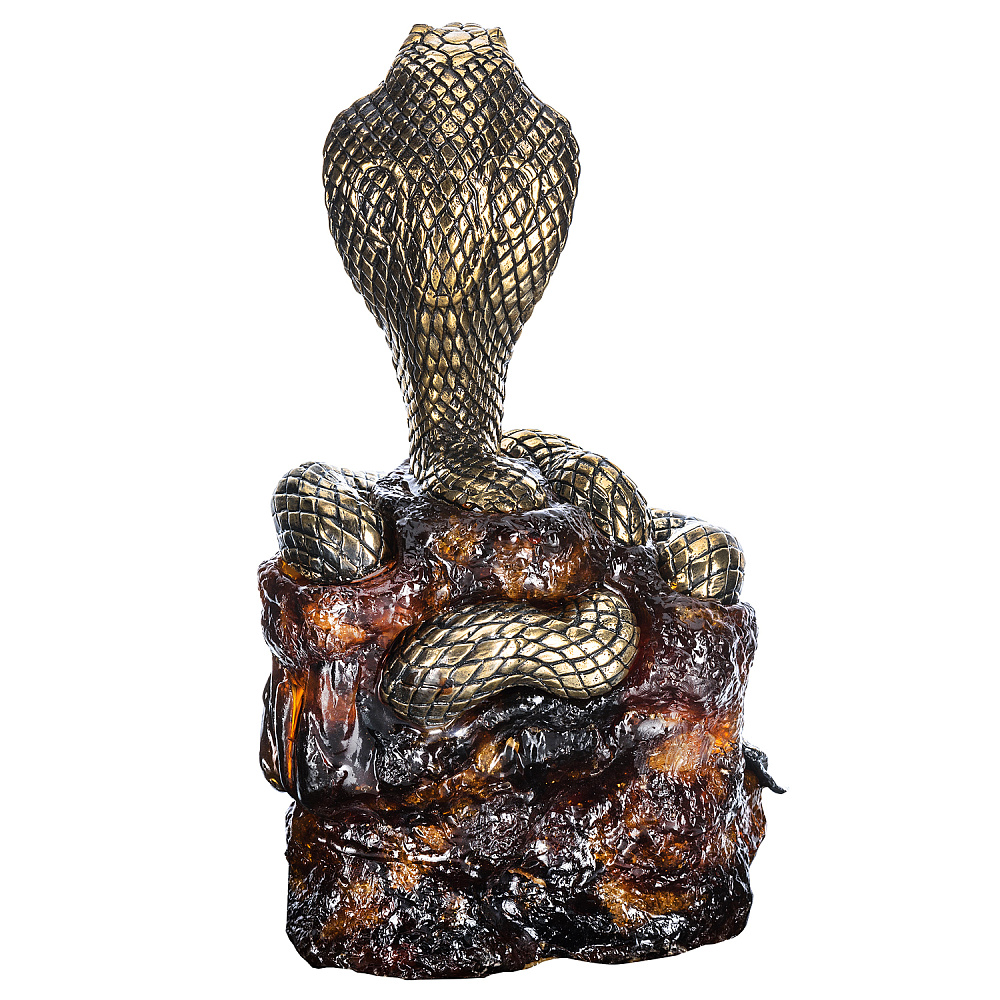 Змея Символ 2025 года. Сувенир из бронзы и янтаря «Королевская кобра» - интернет магазин Русь Велика я фото 17