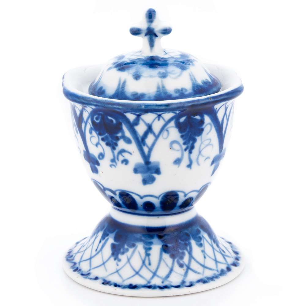 Пасхальница под 6 яиц с солонкой. Гжель - интернет магазин Русь Велика я фото 5