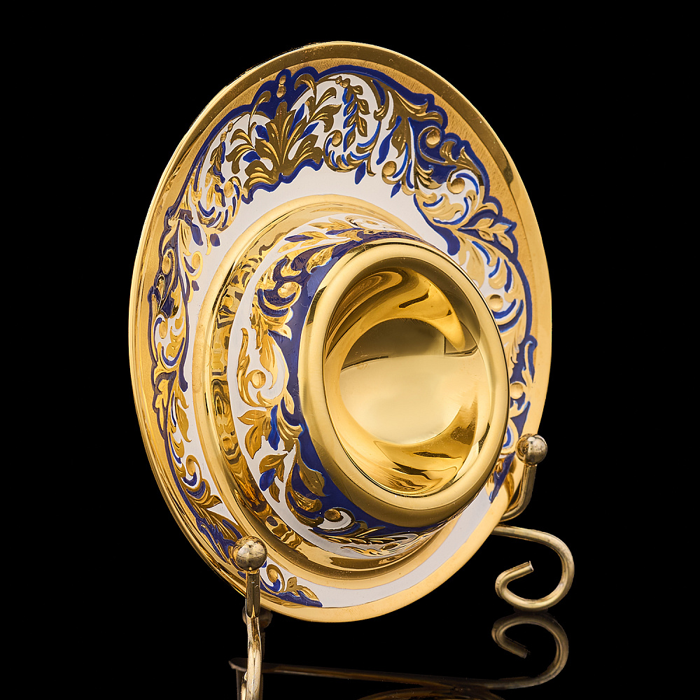 Подставка под яйцо с позолотой и эмалью. Златоуст - интернет магазин Русь Велика я фото 3