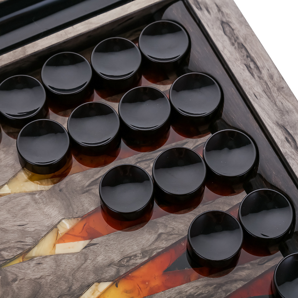 Нарды из карельской березы с инкрустацией из янтаря «Сокол» 60х32,5 см - интернет магазин Русь Велика я фото 11