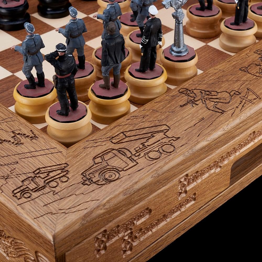 Шахматы деревянные из морёного дуба «Великая Отечественная война» 47х47 см - интернет магазин Русь Велика я фото 7