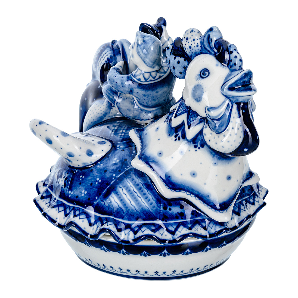 Чайный сервиз на 6 персон «Скоморошьи забавы». Гжель - интернет магазин Русь Велика я фото 16