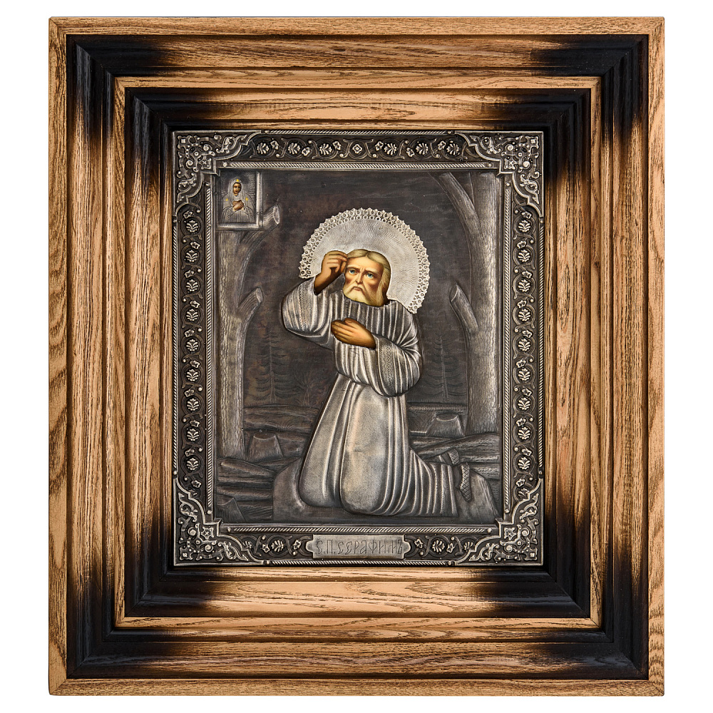 Икона в киоте «Серафим Саровский» 38х43 см - интернет магазин Русь Велика я 