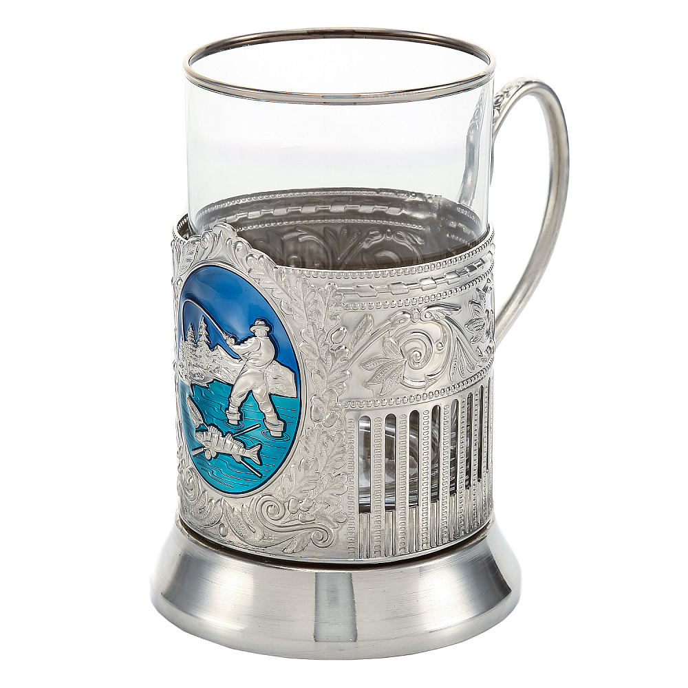 Подстаканник никелированный «Рыбак» - интернет магазин Русь Велика я фото 2