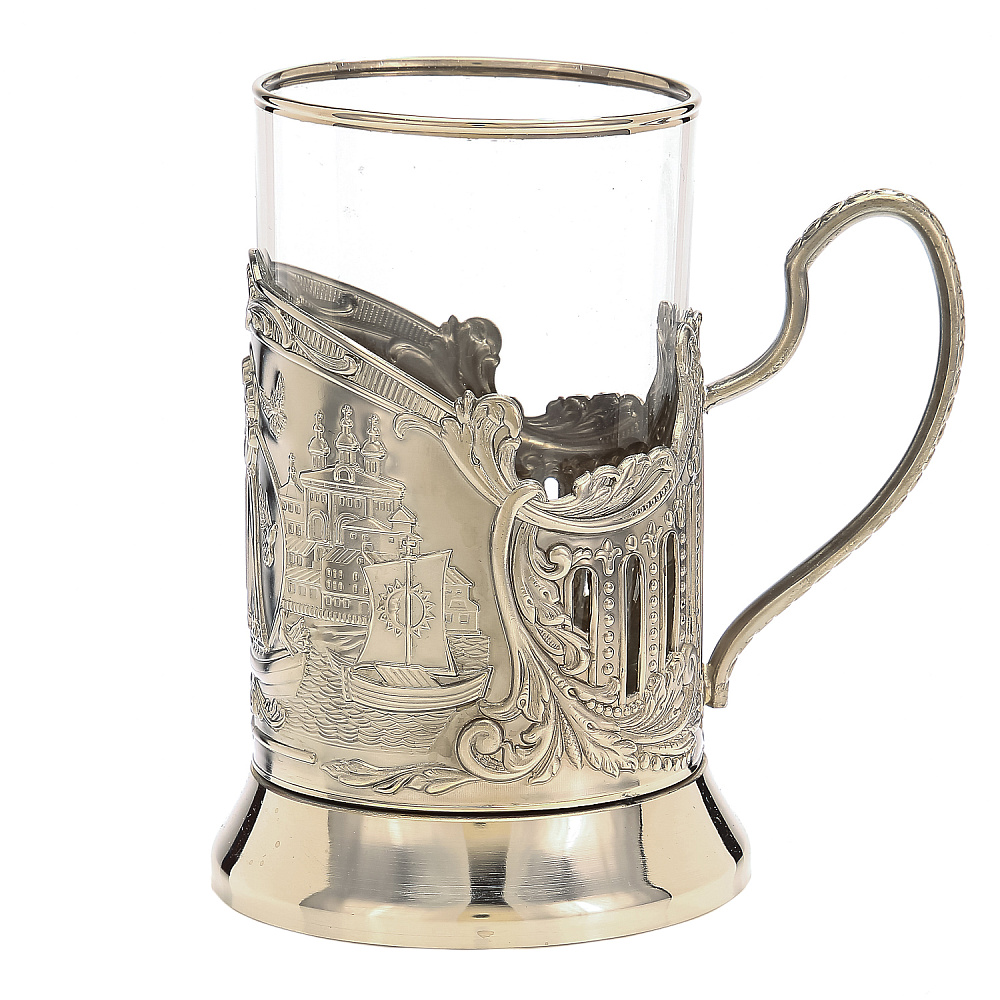 Подстаканник никелированный «Петр и Феврония» - интернет магазин Русь Велика я фото 1