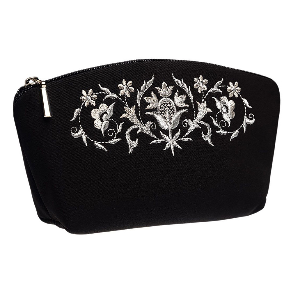 Косметичка «Букет весны». Черная с вышивкой - интернет магазин Русь Велика я 