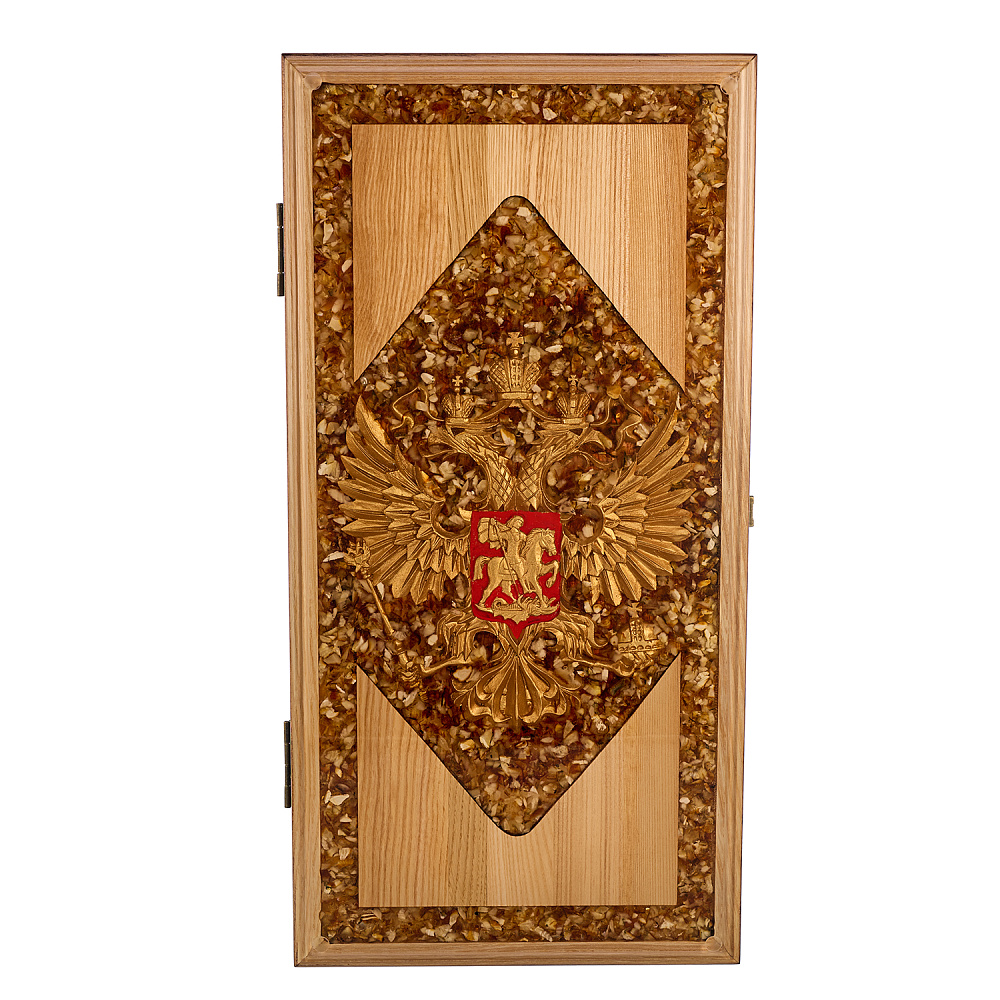 Нарды янтарные «Герб РФ» 46х23 см - интернет магазин Русь Велика я фото 2