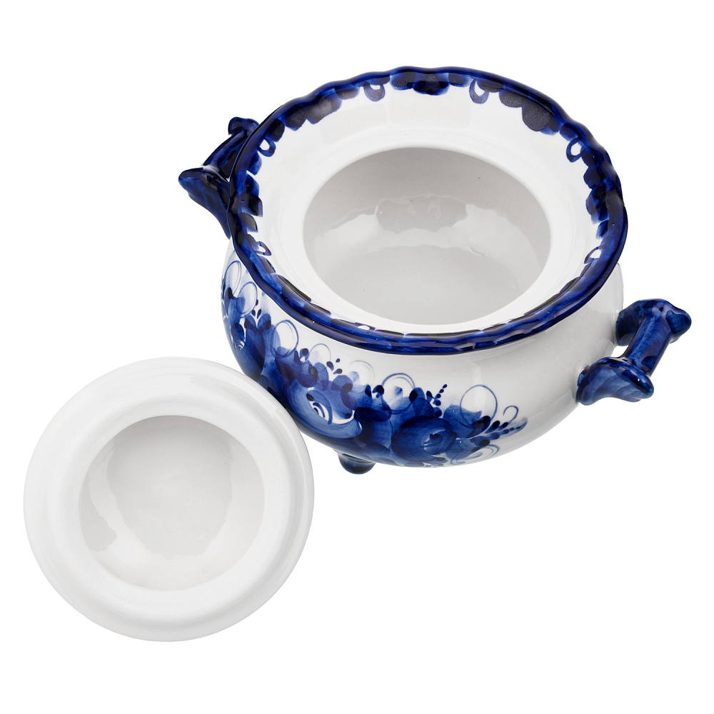 Сахарница фарфоровая с росписью. Гжель - интернет магазин Русь Велика я фото 3