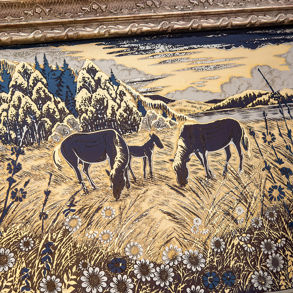 Панно-гравюра «На лугу». Гравюра Златоуст 34,5х25 см - интернет магазин Русь Велика я фото 2