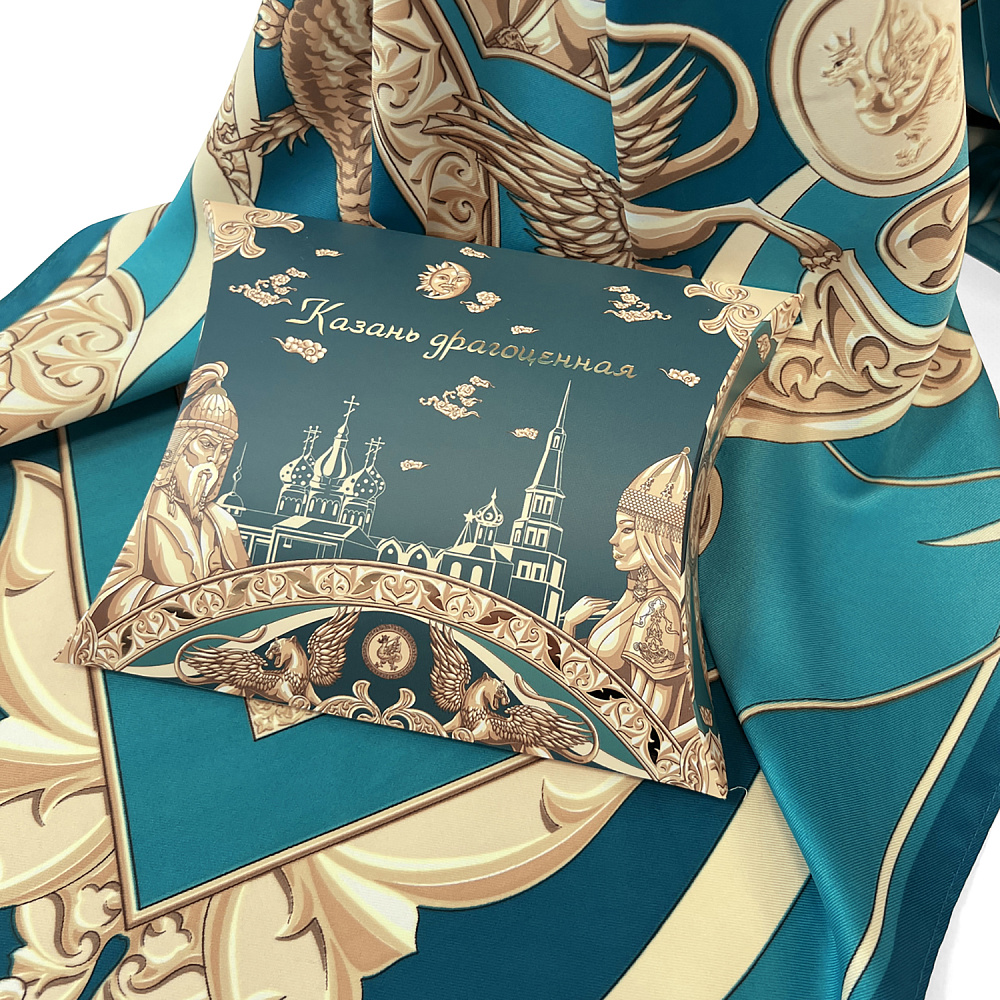 Платок шелковый «Казань драгоценная» 90х90 см - интернет магазин Русь Велика я фото 3