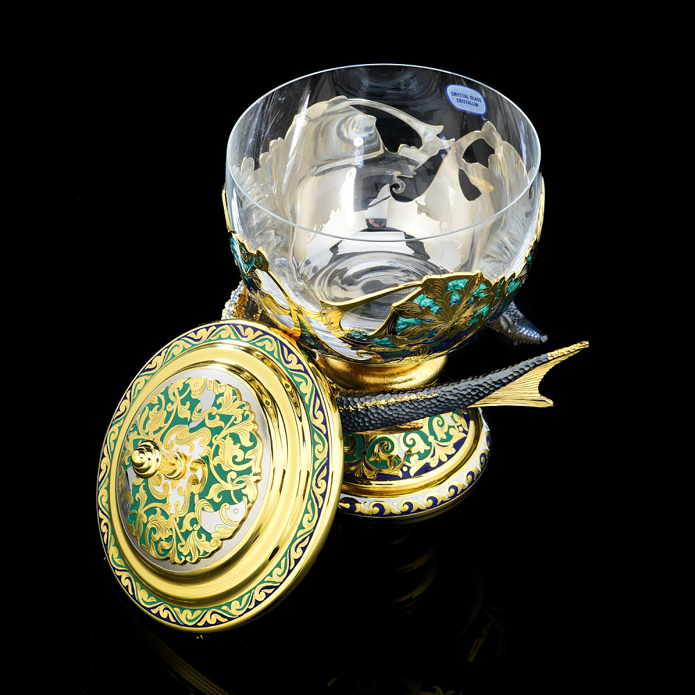 Питейный набор с икорницей «Подводный мир. Посейдон». Златоуст - интернет магазин Русь Велика я фото 3