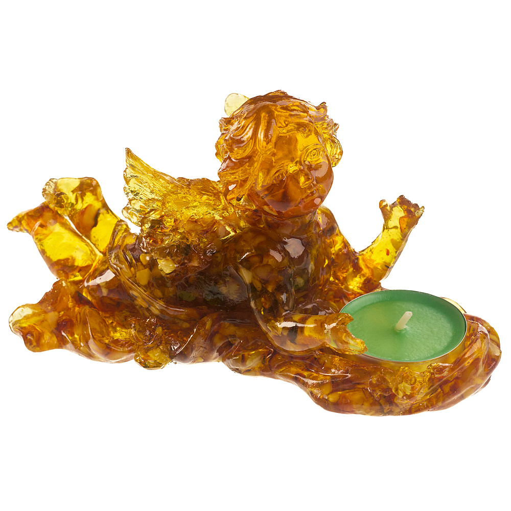 Подсвечник из янтаря «Ангел» - интернет магазин Русь Велика я 