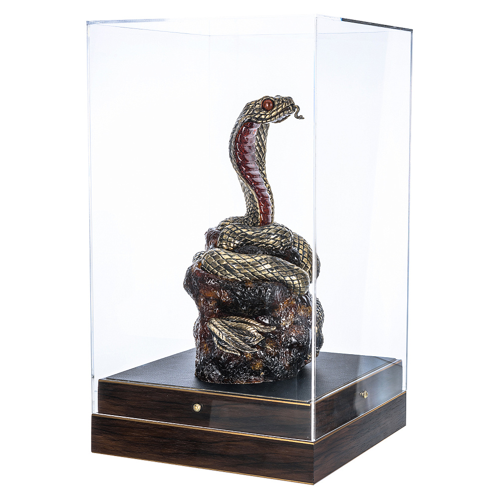 Змея Символ 2025 года. Сувенир из бронзы и янтаря «Королевская кобра» - интернет магазин Русь Велика я фото 10