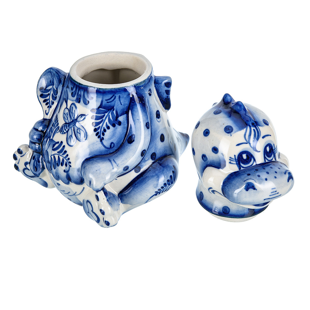 Банка фарфоровая «Дракоша». Гжель - интернет магазин Русь Велика я фото 1