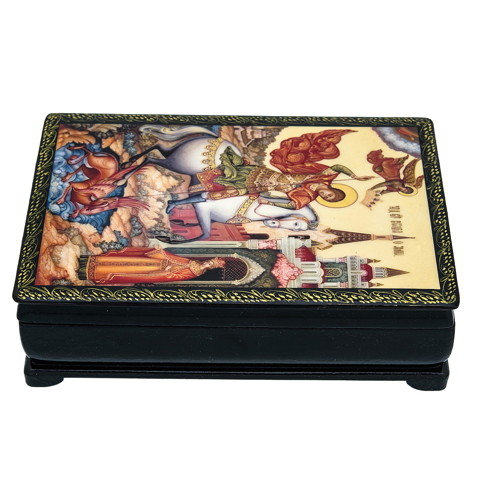 Шкатулка с художественной росписью «Георгий Победоносец» - интернет магазин Русь Велика я фото 2