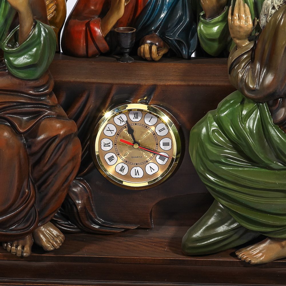 Деревянные резные часы «Тайная вечеря». Высота 104 см - интернет магазин Русь Велика я фото 2