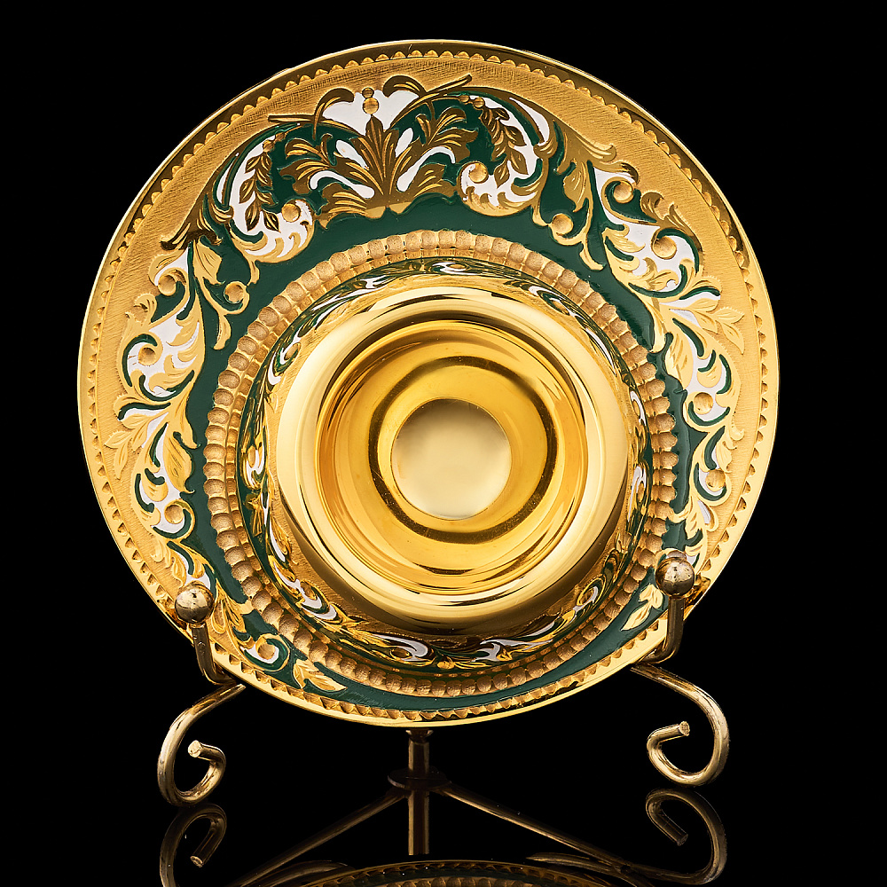 Подставка под яйцо с позолотой и эмалью. Златоуст - интернет магазин Русь Велика я фото 1
