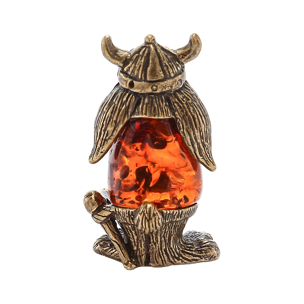 Бронзовая статуэтка с янтарем «Кролик викинг» - интернет магазин Русь Велика я фото 3