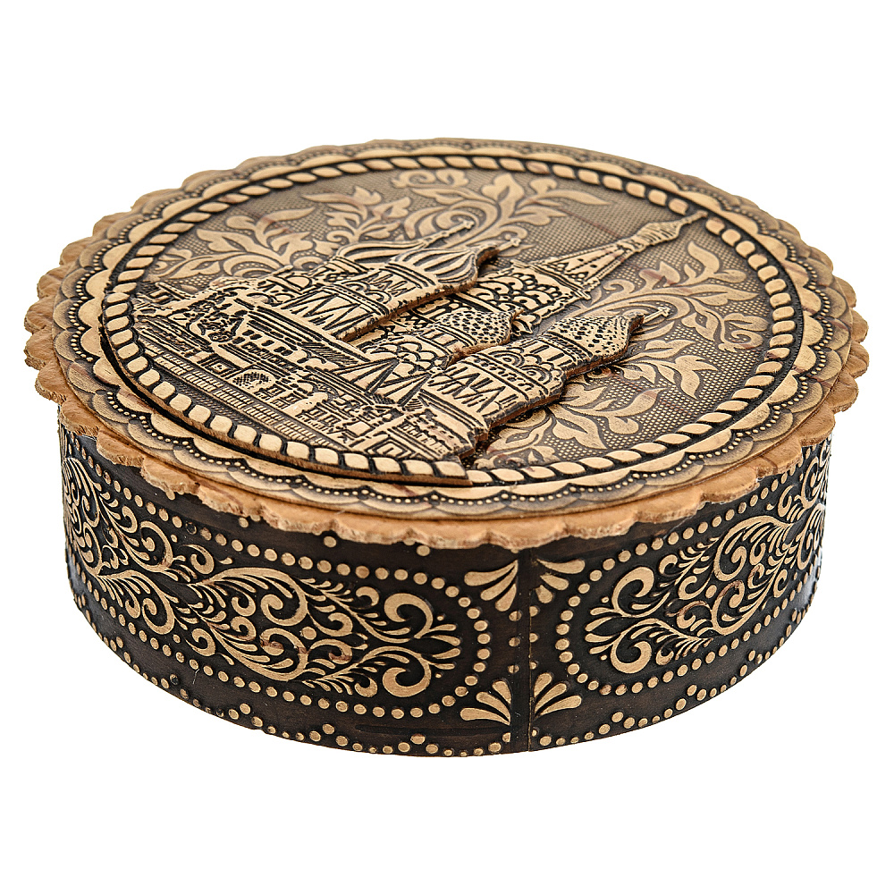 Шкатулка из бересты «Храм Василия Блаженного» - интернет магазин Русь Велика я фото 1