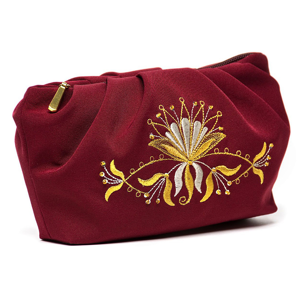 Косметичка «Аида». Бордовая с вышивкой - интернет магазин Русь Велика я 