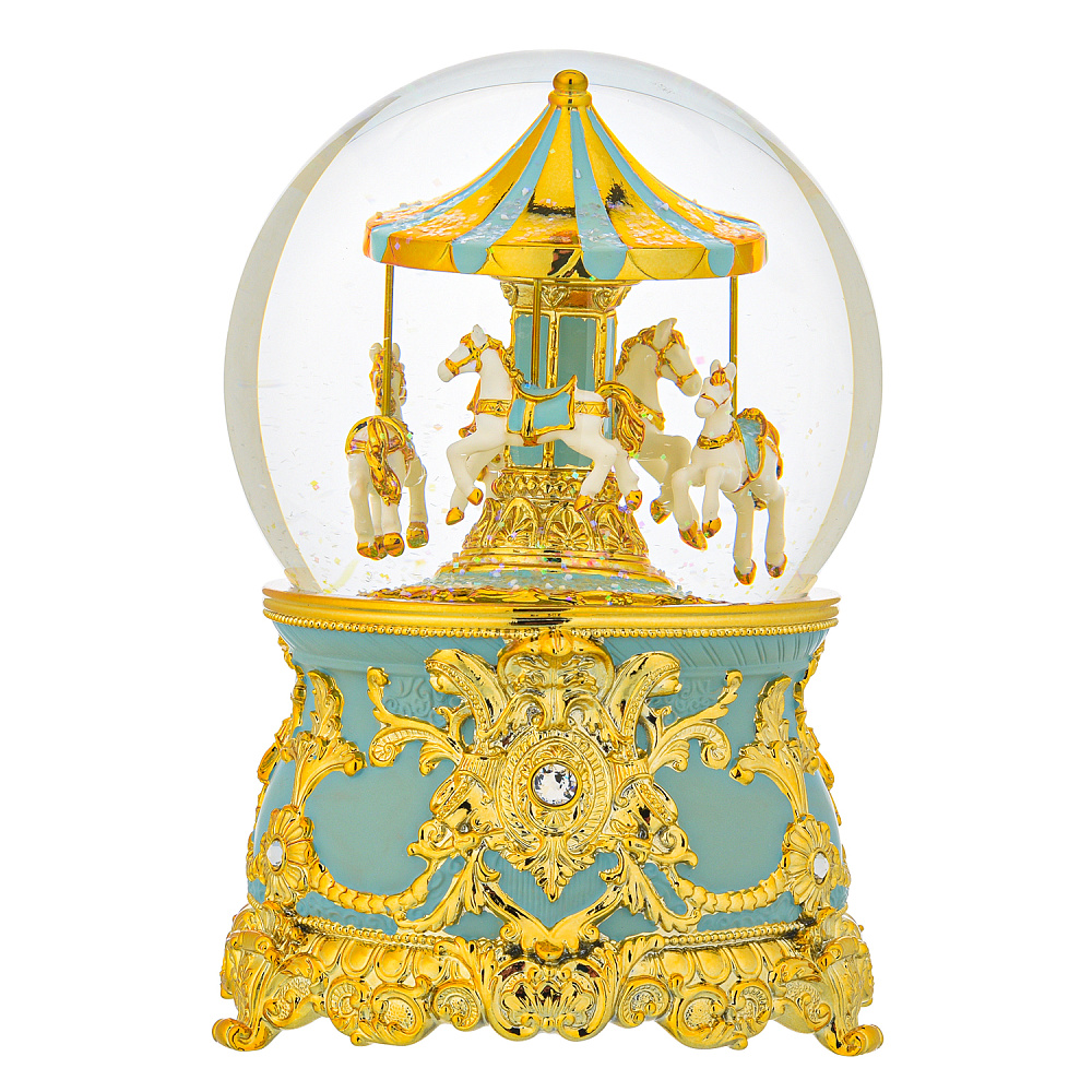 Стеклянный шар со снегом «Бирюзовая карусель» - интернет магазин Русь Велика я фото 2